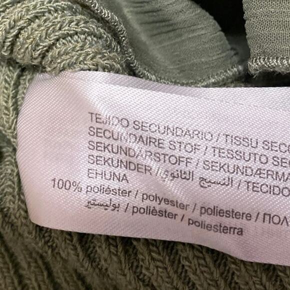 Zara Green Ruffle Flounce Long Sleeve Ribbed Knit Tie Cardigan Crop Top Size M - Picture 6 of 6